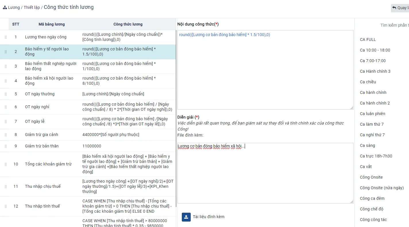 Công thức lương kéo thả
